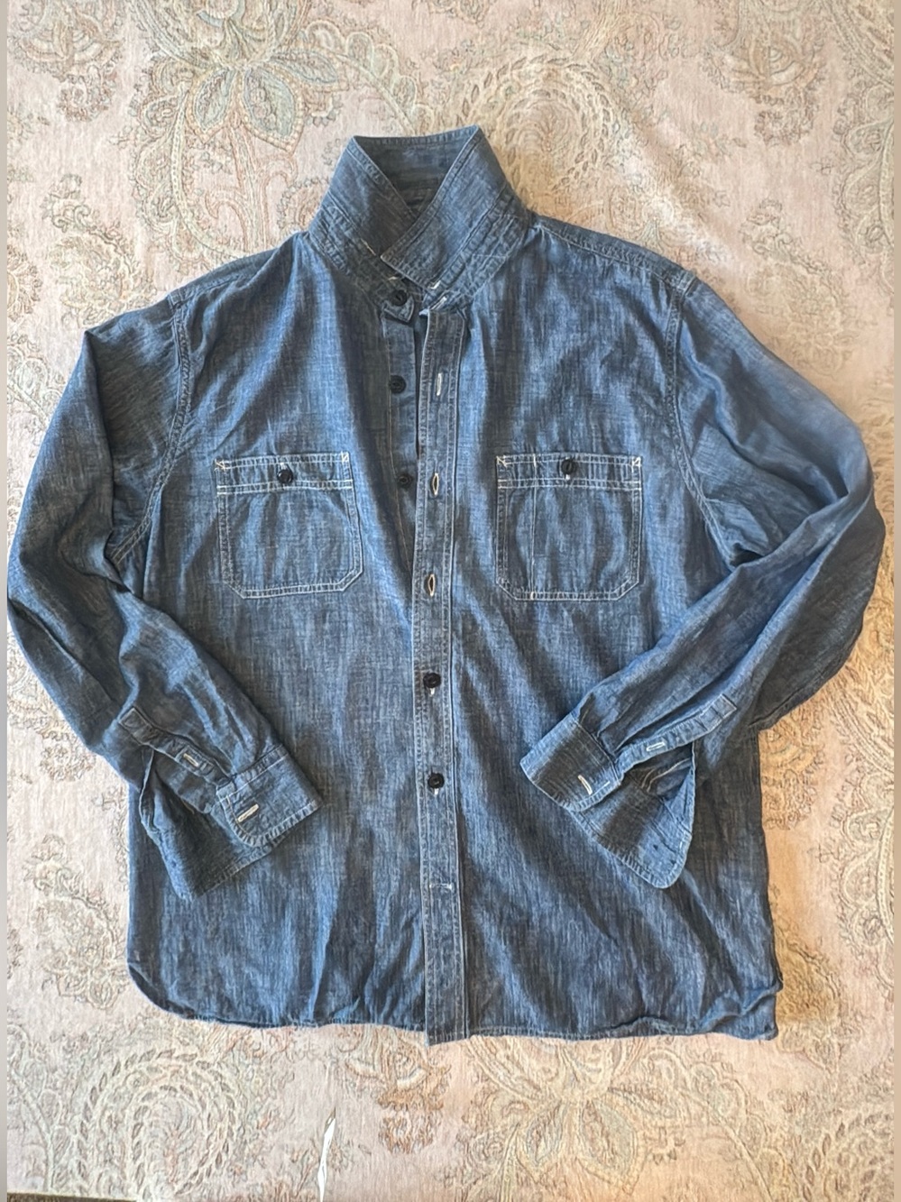 Lands' End Light Blue Denim-Look Button Shirt